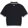 MLB New York Yankees Logo Striped Button Short Sleeve Summer Breathable Polo Shirt Women Tops Black 3FPQB0253-50BKS