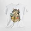 Cat Rahmen Unisex T-shirt, Cat Eating Ramen Funny Shirt, Graphic Tee for Cat Lovers,Cool Casual Cat Print Shirt,Vintage Kitty Top