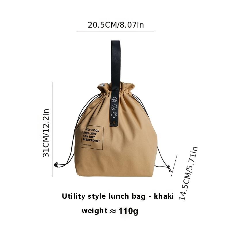 Japanese-Style Insulated Lunch Bag with Drawstring Closure, Portable Bento Tote Bag for School, Office, Picnic & Travel