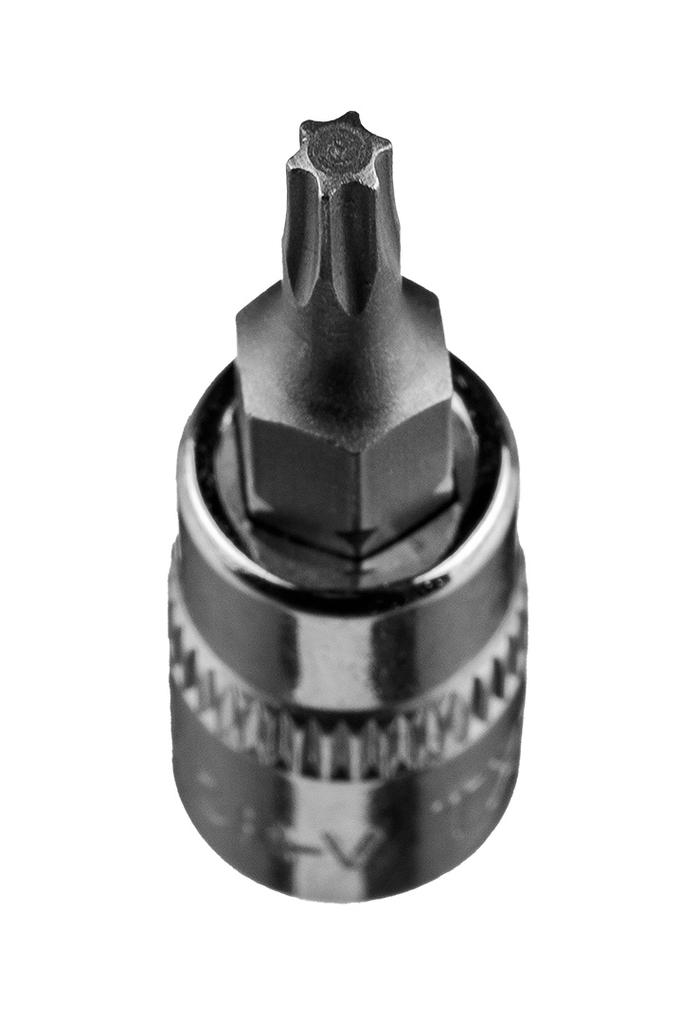 TORX TX15 Bit On 1/4" Socket, Short, 37 Mm