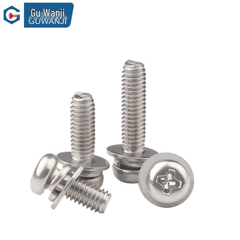 GUWANJI 304 Stainless Steel Cross Recessed Pan Head Combination Screws