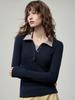 Women's Color Block Henley Polo Long Sleeve Slim Fit T-Shirt (Autumn 2025 Collection)
