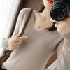 Cashmere Women's V-neck Pullover Lace Neck Hollow Out Design Casual Knitted Long Sleeve Women's Sweater Autumn And Winter
