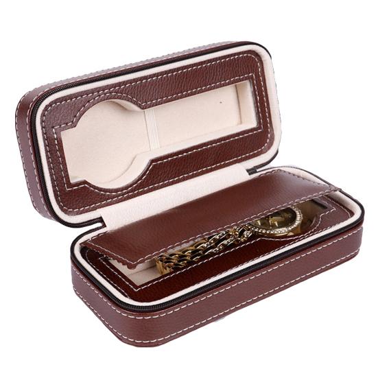 2/4/8 Grids Portable Faux Leather Zipper Travel Watch Storage Case Box Organizer