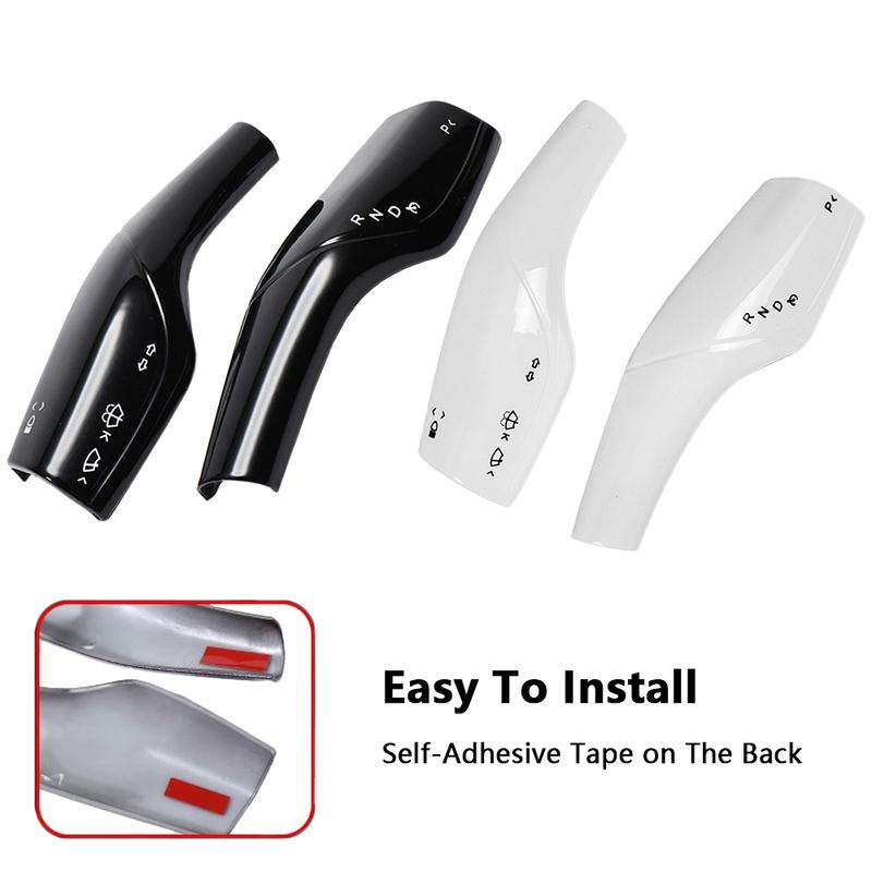 ABS Car Column Shift Knob Cover for Tesla Model 3/Y Black/White/Matte Carbon Fiber Black Steering Wheel Protection Cover