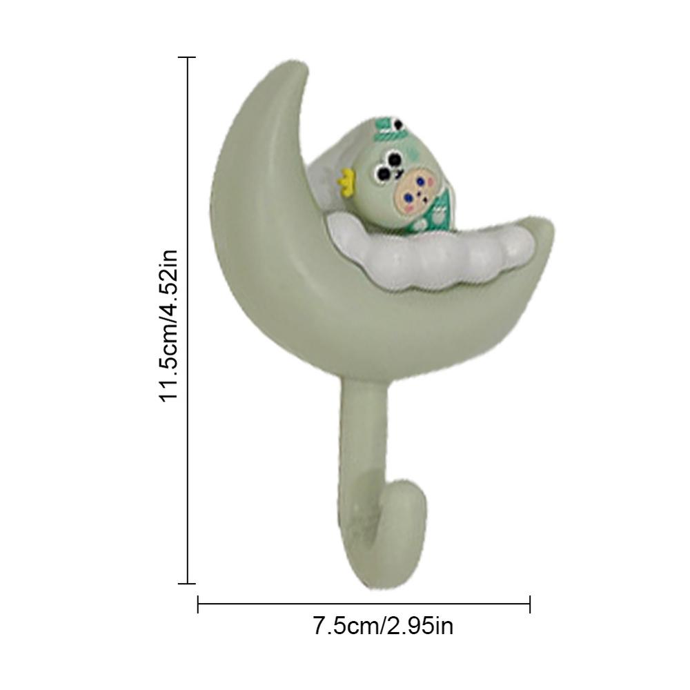 Decorative Towel Hooks Cloud Moon Key Holder 2X Wall-Mounted Adhesive Hanger For Hats Towels Jewelry No Trace No Punching Cute