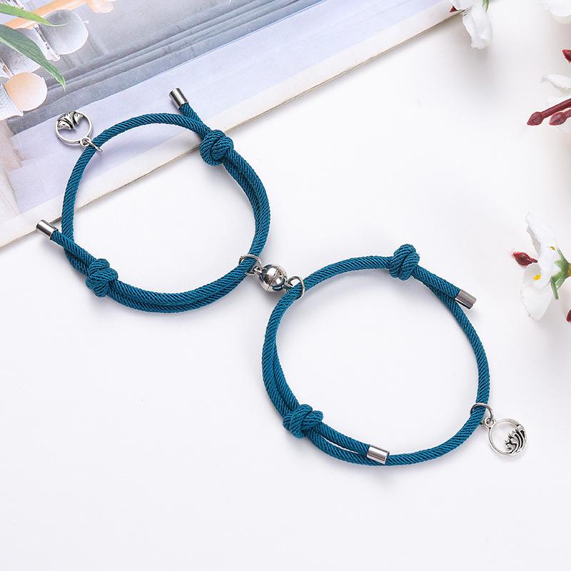 2pcs Mountain Alliance Each Other Couple Red Rope Bracelets a Pair of Magnet Stone Girlfriends Gift Braided Rope Jewelry