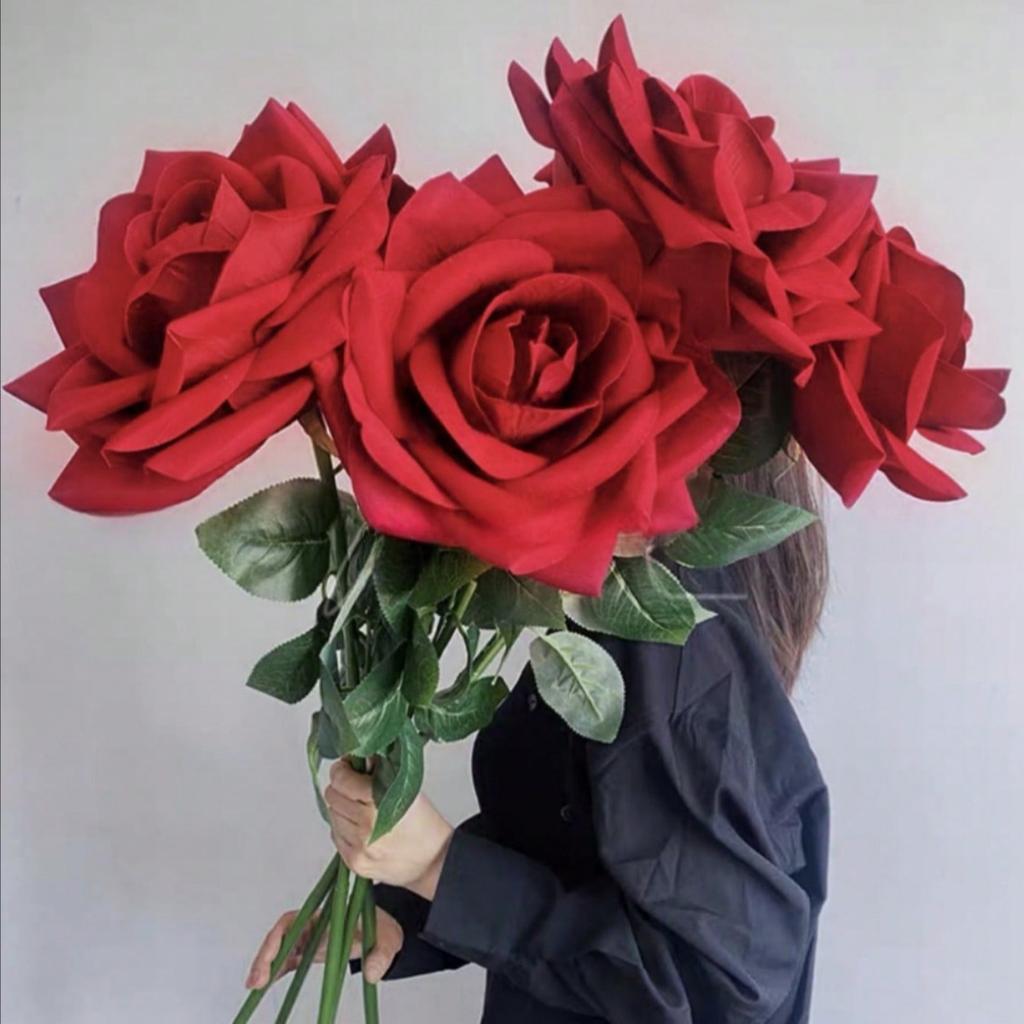 44 Inch Artificial Red Rose Flower, Single Red Rose with Stemfor Valentine's Day Mother's Day Wedding Party Home Decor Centerpieces Anniversary Decor