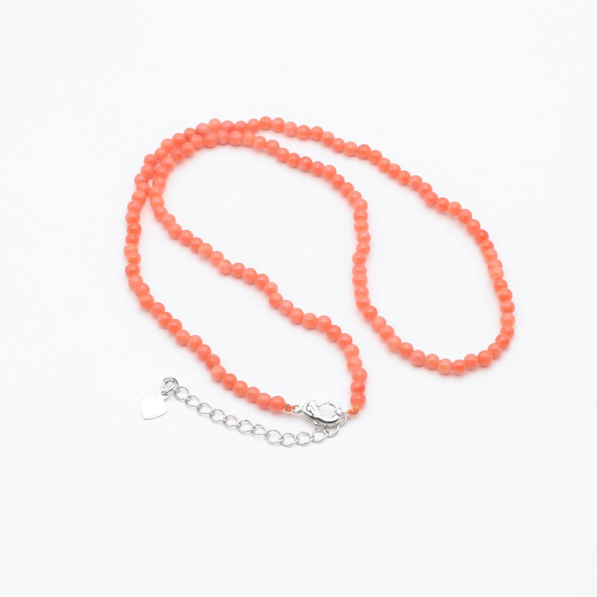 

1 шт. намисто з синтетичних коралових бус, модні помаранчеві круглі намиста з бісеру для жінок, різдвяні ювелірні вироби на День Святого Валентина, 3 мм 1Pcs/Silver Color Buckle