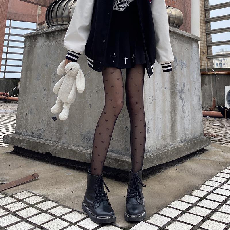 Meias de Seda Sexy de Bolinhas Laço/Coração Meias Finas para Senhora Collants de Nylon Preto/Branco Boate Feminino Senhoras Meias de Seda Meias