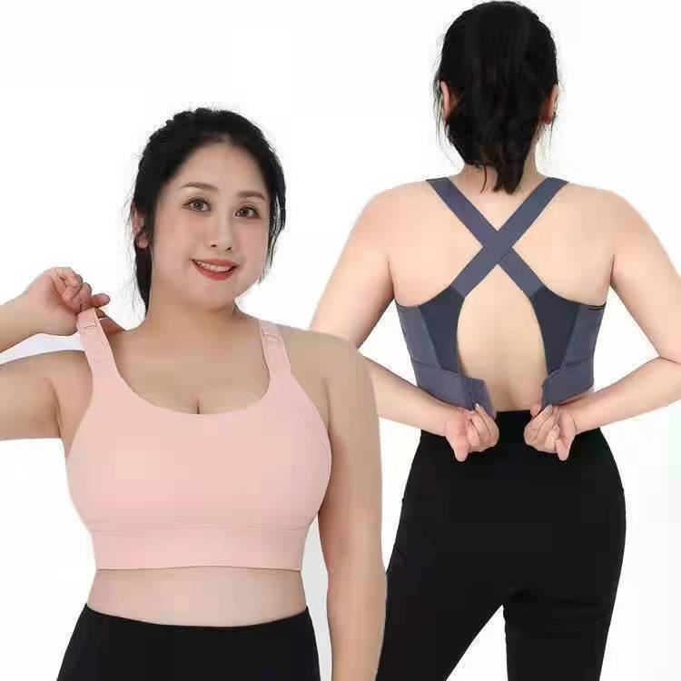 Women's Zipper Bra Sports Underwear Shockproof Running Large Size Fat Mm High-intensity Yoga Vest Seamless Gathering Fitness Bra Push Up Bra Top