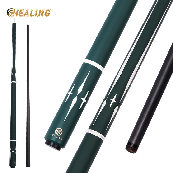 OKHEALING Carbon Fiber Pool Cue Billiards Sticks 12.4mm Tip Uni-loc Joint 147cm/58inch Length 19~20oz Weight Billiard Cue, Green
