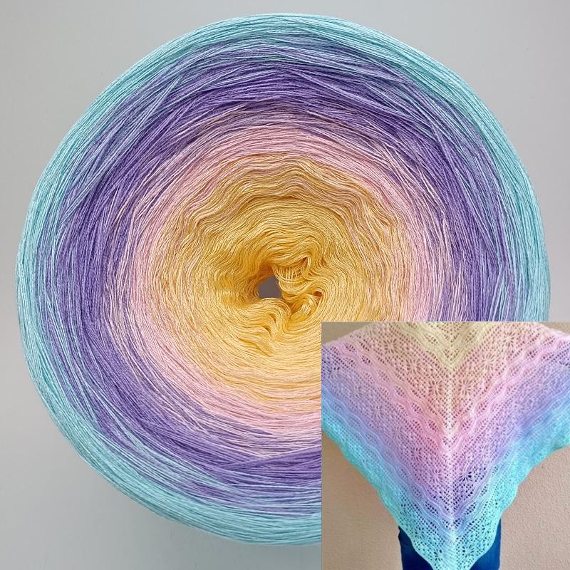 300g Mercerized Cotton Yarn Gradient Color Long Section Dyed Hand Wound Mixed Strand Cake Thread DIY Hand Knitted Shawl Scarf