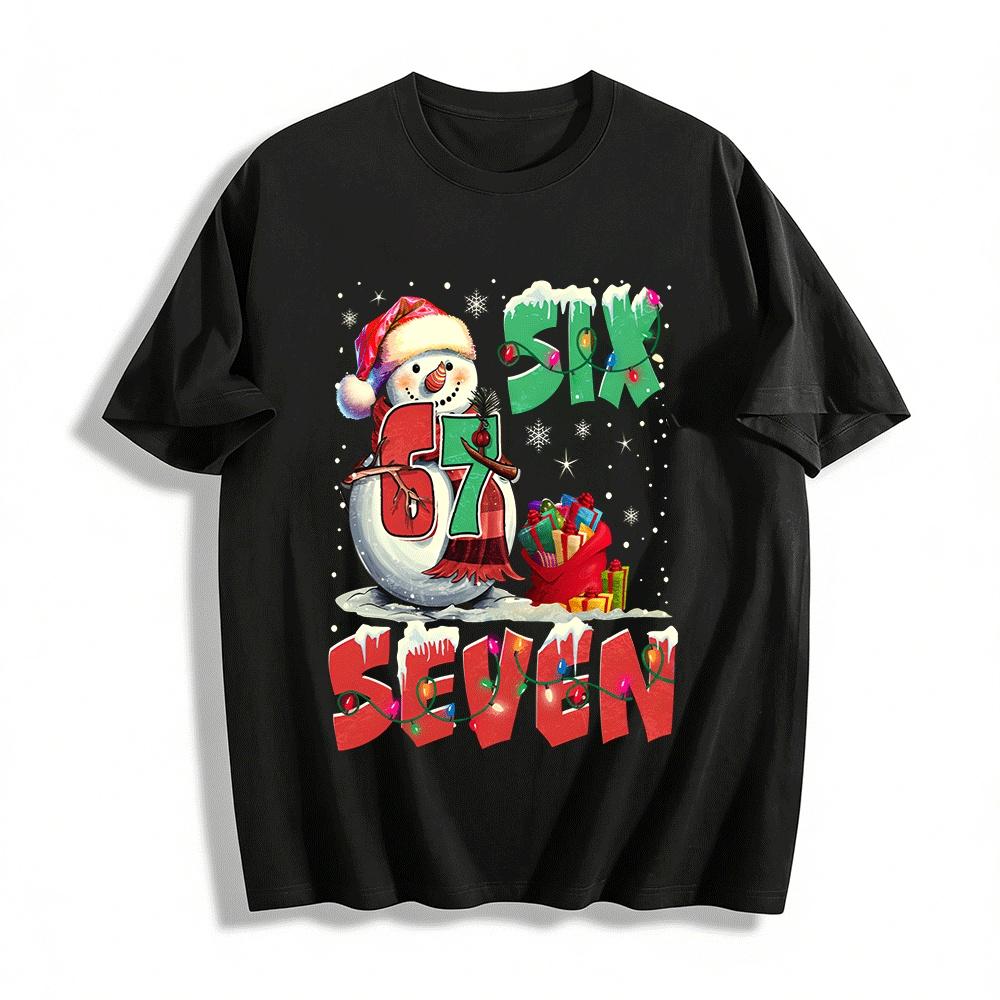 Christmas Snowman Number 67 Print Adult Top Pure cotton T-shirt XXS