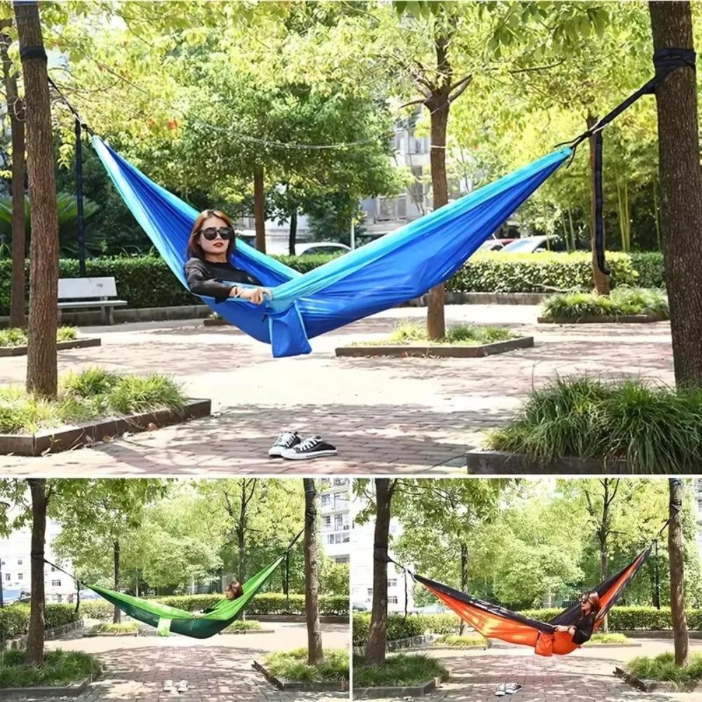 Double Nylon Hanging Bed Portable Camping Swing Useful Camping Hammock Outdoor