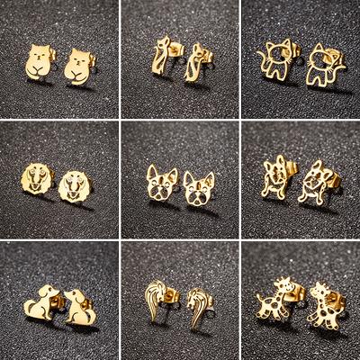 Tragus Piercing Stainless Steel French Bulldog Dog Earrings For Women Girls Ladies Novelty Anime Jewelry Bulk Pets Animal Stud