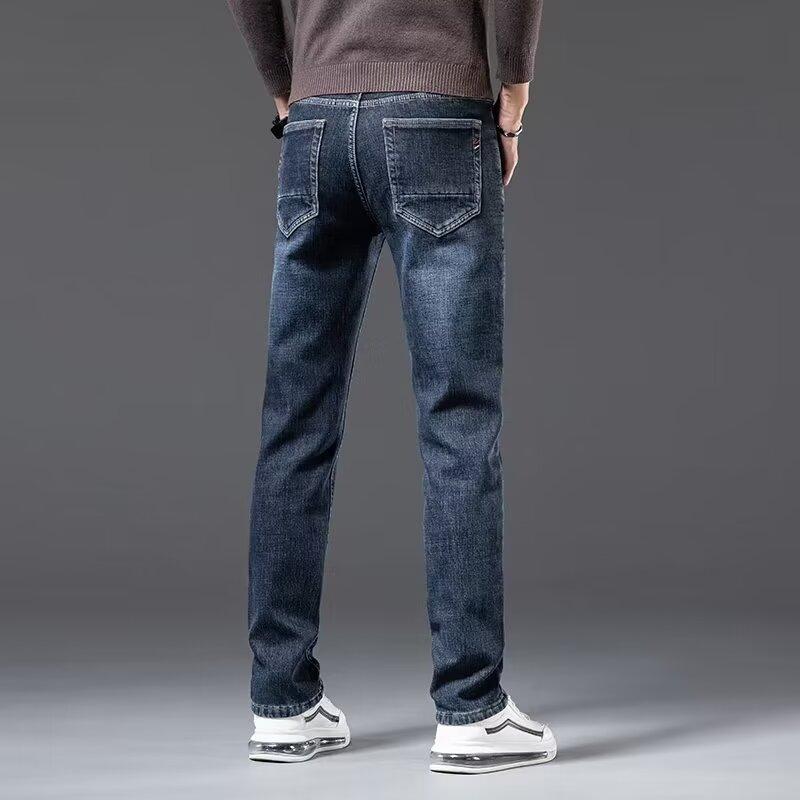 Spring and autumn jeans men's new straight loose men's pants elastic high-end business middle-aged men's casual long pants