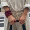 SHIXIN 2 Stili Bracciale Elastico Bangle Resina Acrilica Rosso Vino Retrò per Donne Elegante Rotondo Irregolare Grosso Larga Gioiello Bangle