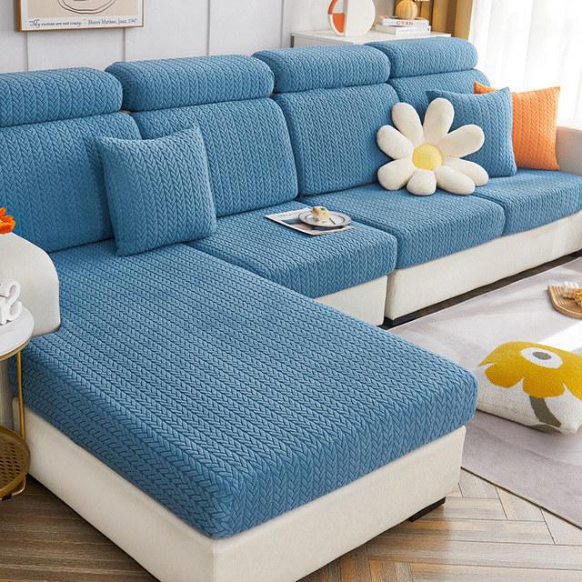 Stretch Sofa Seat Cushion Covers Velvet Jacquard Furniture Protector Couch Slipcover 3 Seater For Cats Dogs Non Slip