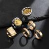 6Pcs/Set Punk Rings Hip-hop Men Rings Retro Geometric Open Rings  Male