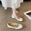G3760-61 French 2025 spring and autumn new metal square head high heels temperament light mouth thick heel Mary Jane shoes women