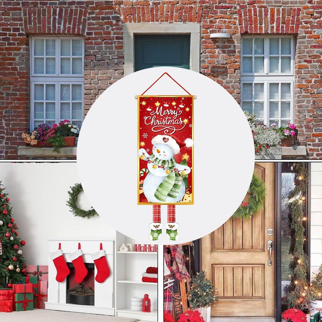 Christmas Door Decorations Party Supplies Photography Background Snowman Family Front Door Banner For Home Kitchen Garden Patio