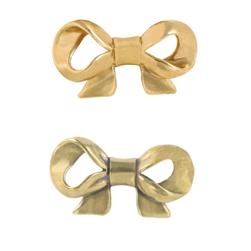 Gold Color Cabinet Door Knobs Retro Wardrobe Drawer Pulls Creative Bow Tie Brass Handle  Window