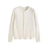 Women's Cable Knit Cardigan Long Sleeve Round Neck Button Front Solid Color
