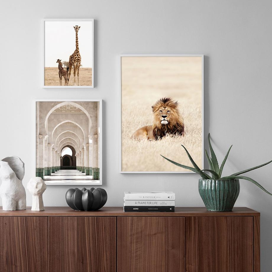 Grains of Sand Arches Grass Reed Palm Cactus Giraffe Nordic Wall Art For Living Room Dec Canvas Painting Poster Print Wall Decor No Frame