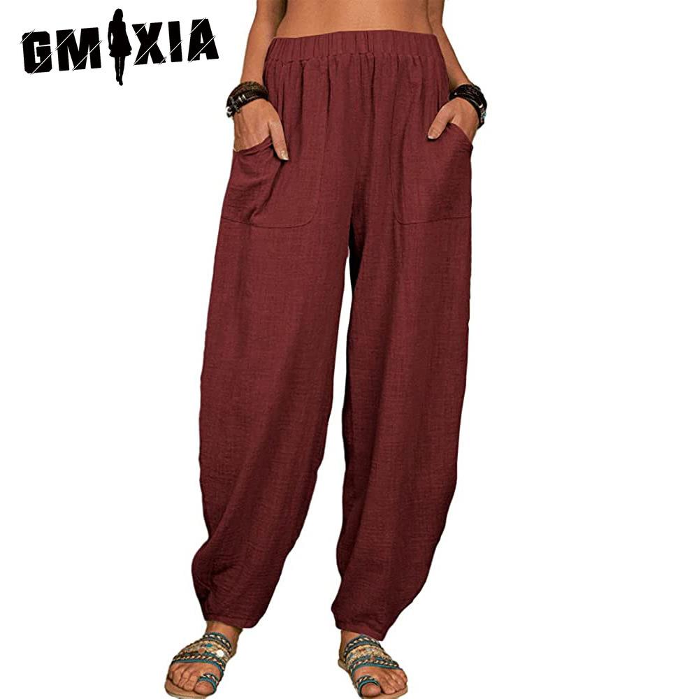 

GMXIA Женские модные повседневные брюки и капри с однотонным принтом XXXXXL бордовый