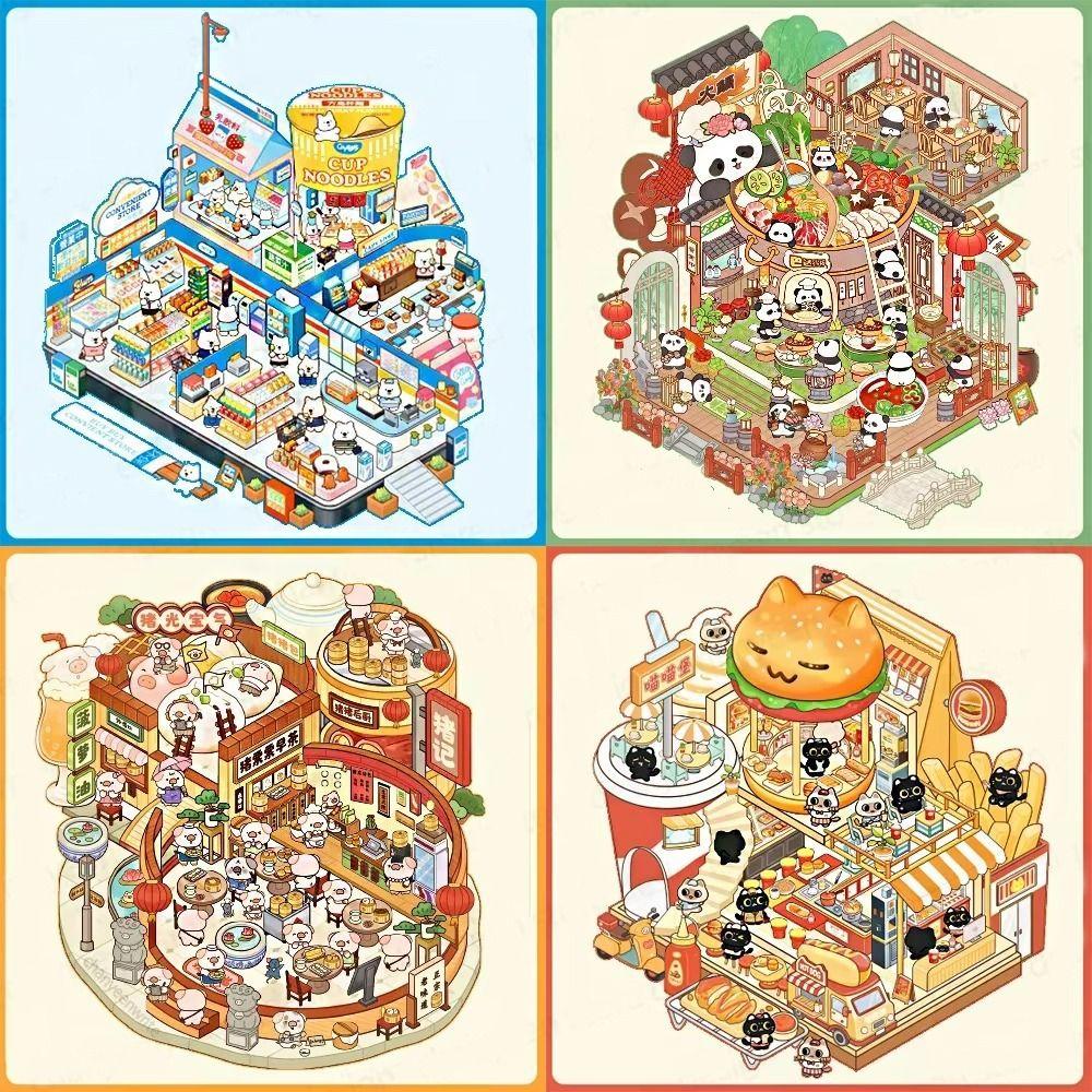 Plus Size Landscape Stickers Food Series Visual Stacking Sticker Children Gift