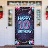 10th Birthday Door Cover Neon Party Decoration Colorful Balloon Gift Banner for Kids Teen Celebration Entrance Boys Girls Photo Booth Backdrop