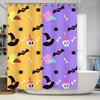 Hauntingly Cute Halloween Shower Curtain Set with Bat Skull Cupcake Pattern for Kids Bathrooms Purple Yellow Colors Available