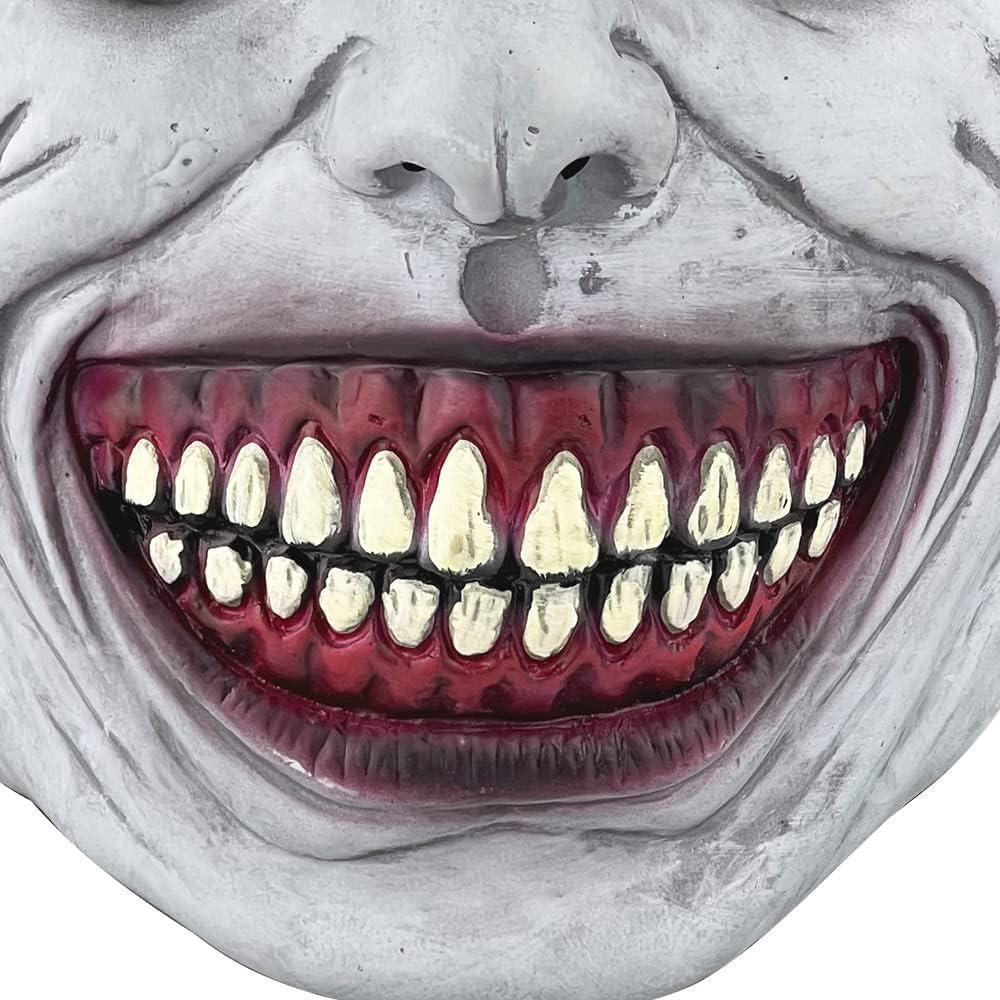 Halloween Mask Horror Latex Costume Mask Smile White Eyes Demon Headgear Halloween Party Decoration Supplies