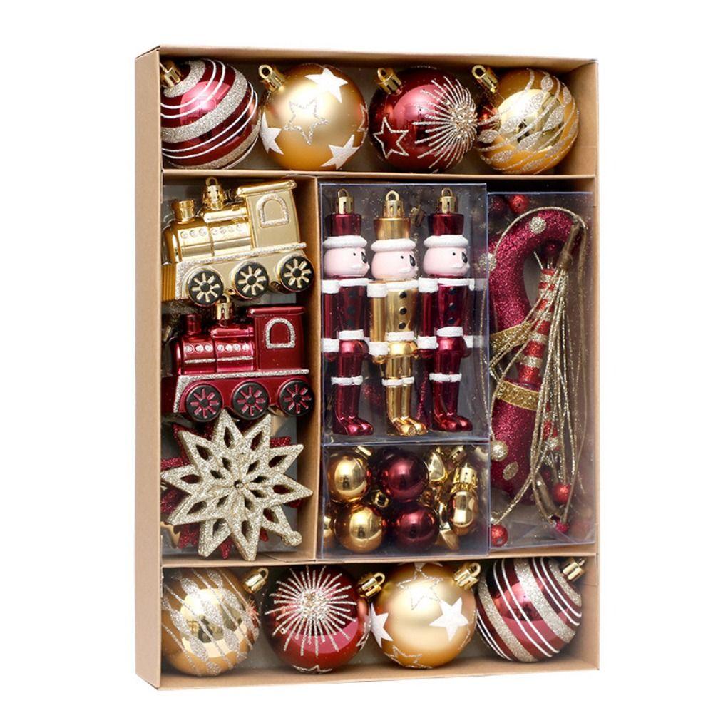 

50Pcs/set Gift Plastic Christmas Ball Hanging Electroplated Painted Spheres Ornaments Special-shaped Hanging Pendant Christmas