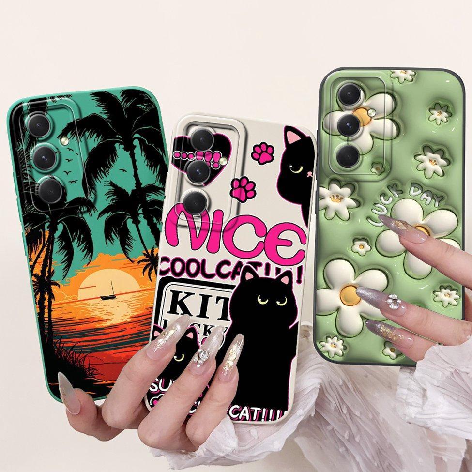 For Samsung S23 FE S 23 Plus Ultra Case Cute Cat Luxury Funny Girl Silicone Phone Case For Samsung S23 Ultra Funda Coque Capa