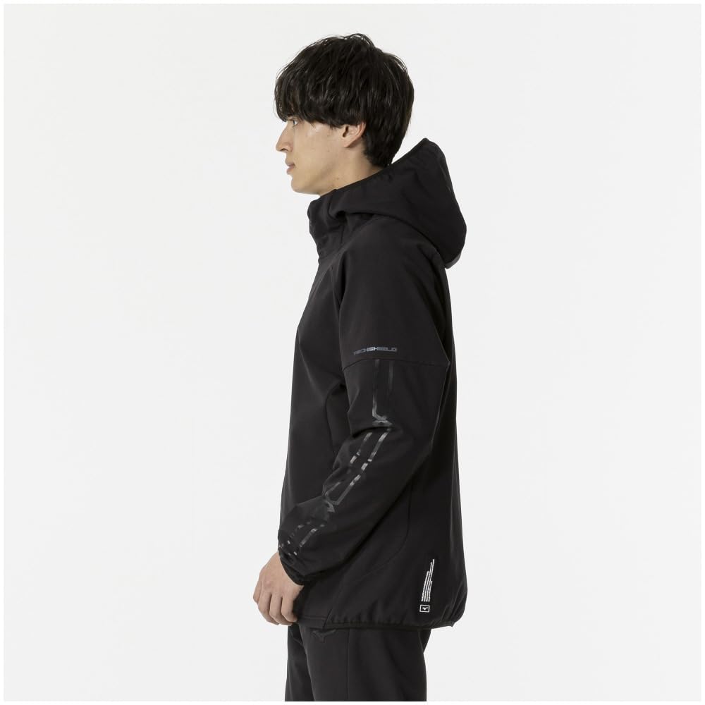 Mizuno Tech Shield Boa Training 32MCB553 Hoodie, Windproof, Stretch, Water-Repellent, Wear, Men's, Black,