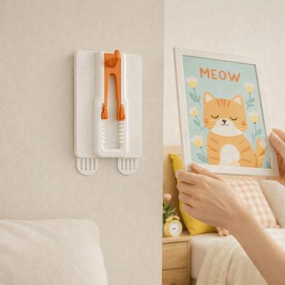 3 Pieces Plastic Photo Frame Hook No Drilling Strong Adhesive Picture Frame Hanger Adjustable Removable Poster Hanger Hotel