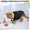 Cat Tuxedo Wedding Suit Formal Pet Bow Tie Outfit Soft Cotton Kitten Birthday Party Costume With Decorative Chain XS-2XL
