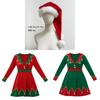 Christmas Elf Girl Costume Dress With Long Sleeves For Holiday Party Performances
