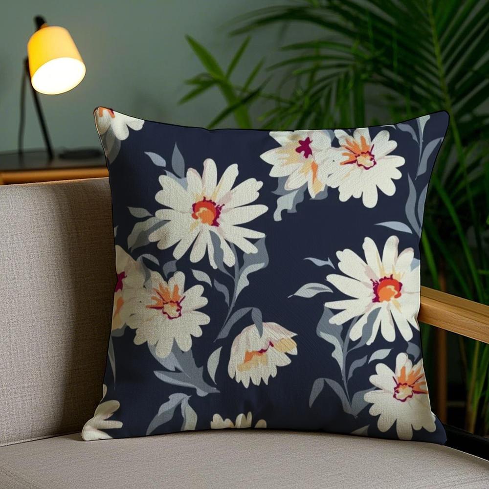 Fresh Floral Pattern Cushion Cover Plush Fabric Soft Double-Sided Printed Invisible Zipper Sofa Pillow Case Home Decor