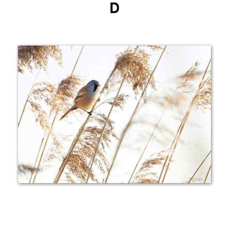 Löwe Giraffe Elefant Schilf Herbst Grasland See Wandkunst Leinwandmalerei Poster und Drucke Wandbilder für Wohnzimmerdekoration