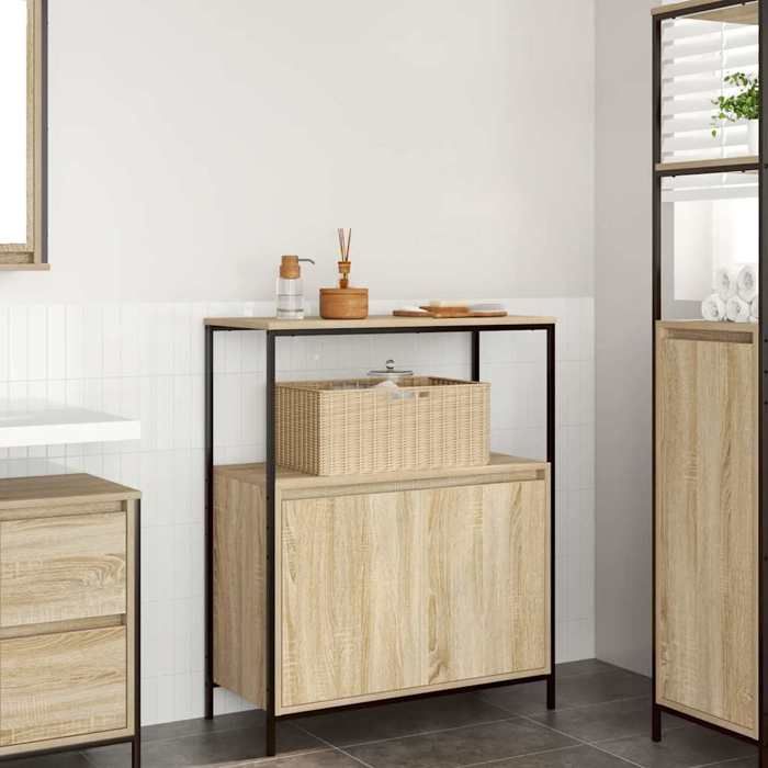 VidaXL Meuble de salle de bain et étagères chêne sonoma 76,5x35x95 cm, armoire de rangement de salle de bain, armoire de 861918