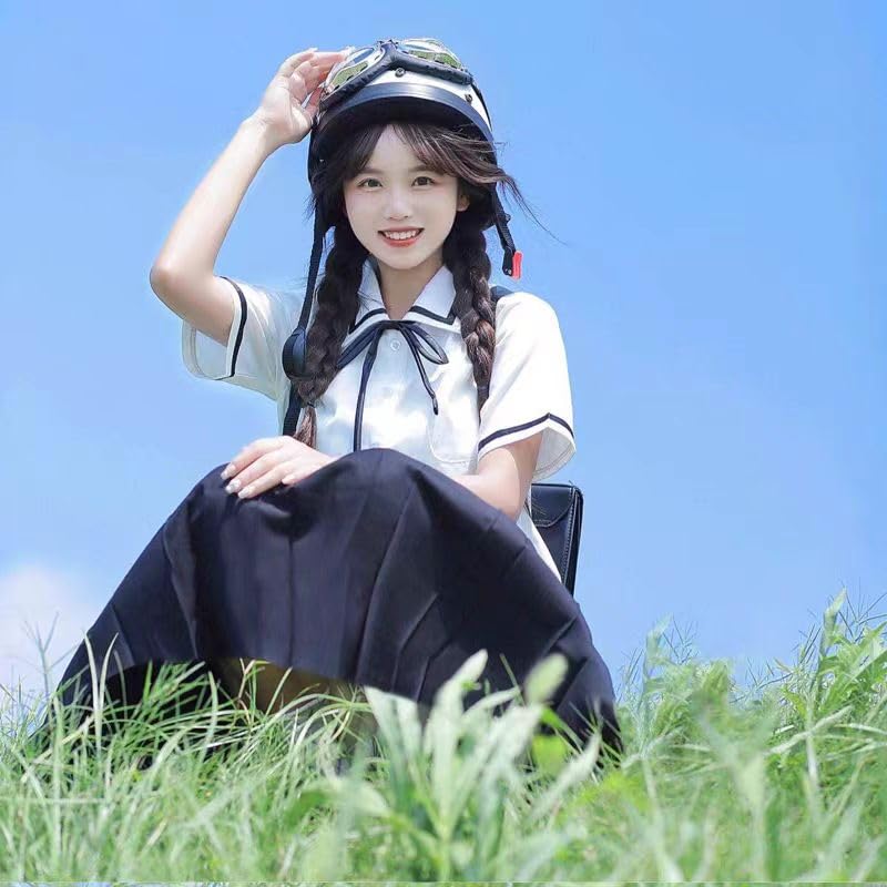 White School Shirt with Modified Collar and Short for High School Cute and Perfect for School REI106 [Sharphon] Short-sleeved Length, Sweet, Girls,