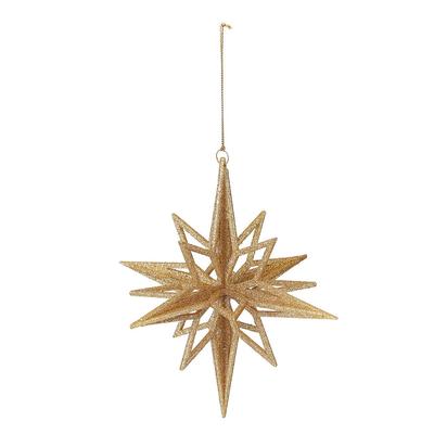 Grid Star Christmas Decoration Ornament, Large, Gold, Ornament, Material, XO000506-018