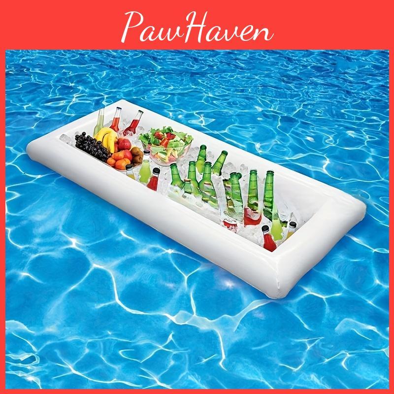 Serving Ice Buffet Salad 1pc Inflatable Tray Food Drink Holder Cooler Containers Indoor Outdoor Bbq Picnic Pool Party Supplies With Drain Plug