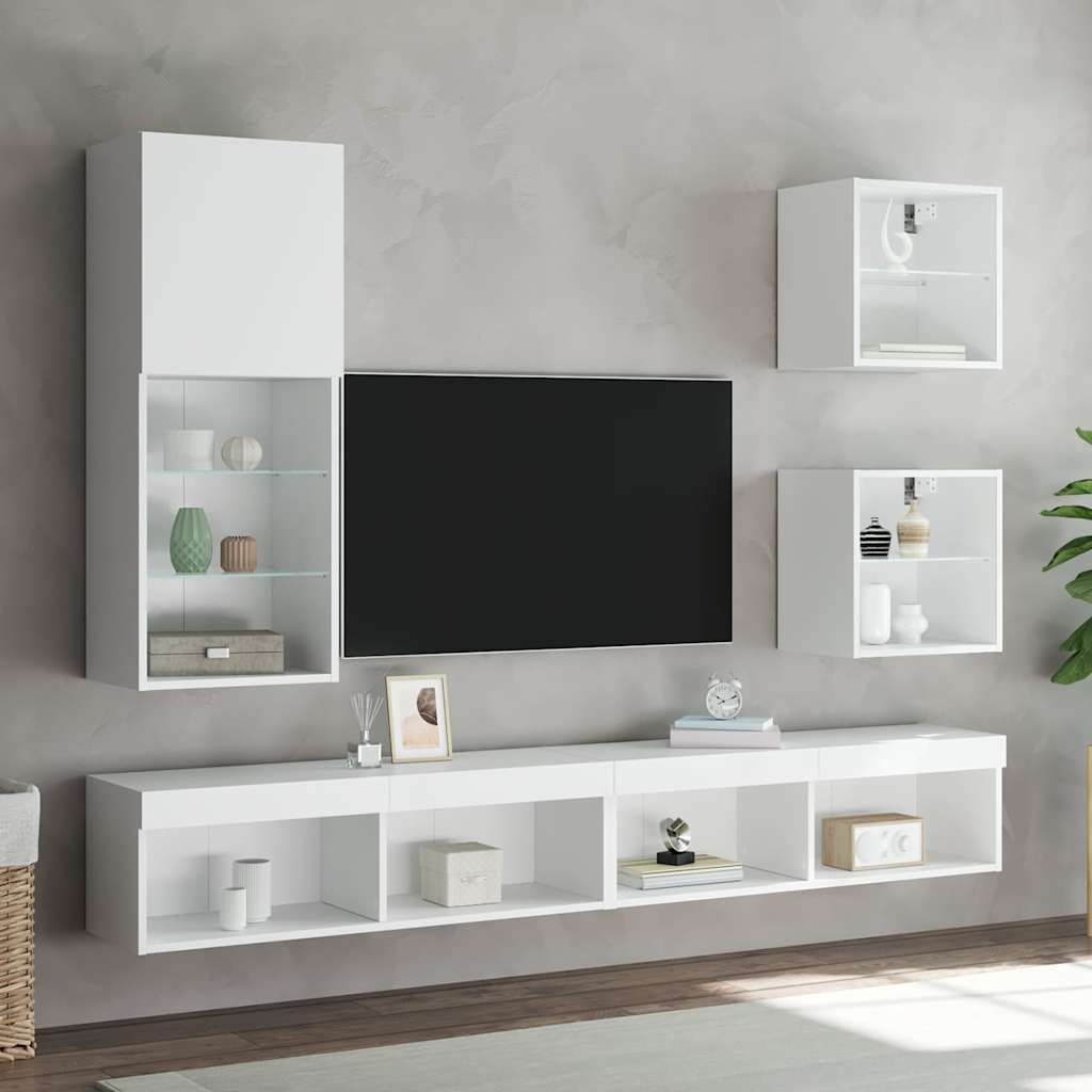 5-Piece LED TV Furniture Set, White