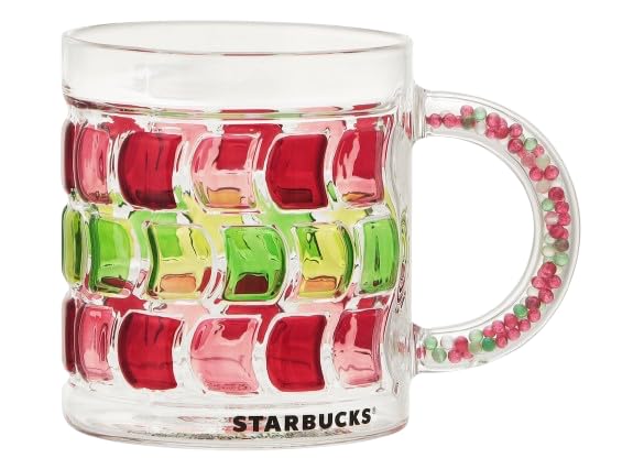 

Кружка Starbucks Holiday 2024 из термостойкого стекла с ручкой из бусин, 370 мл, кофейная кружка, подарок Starbucks на Рождество 2024