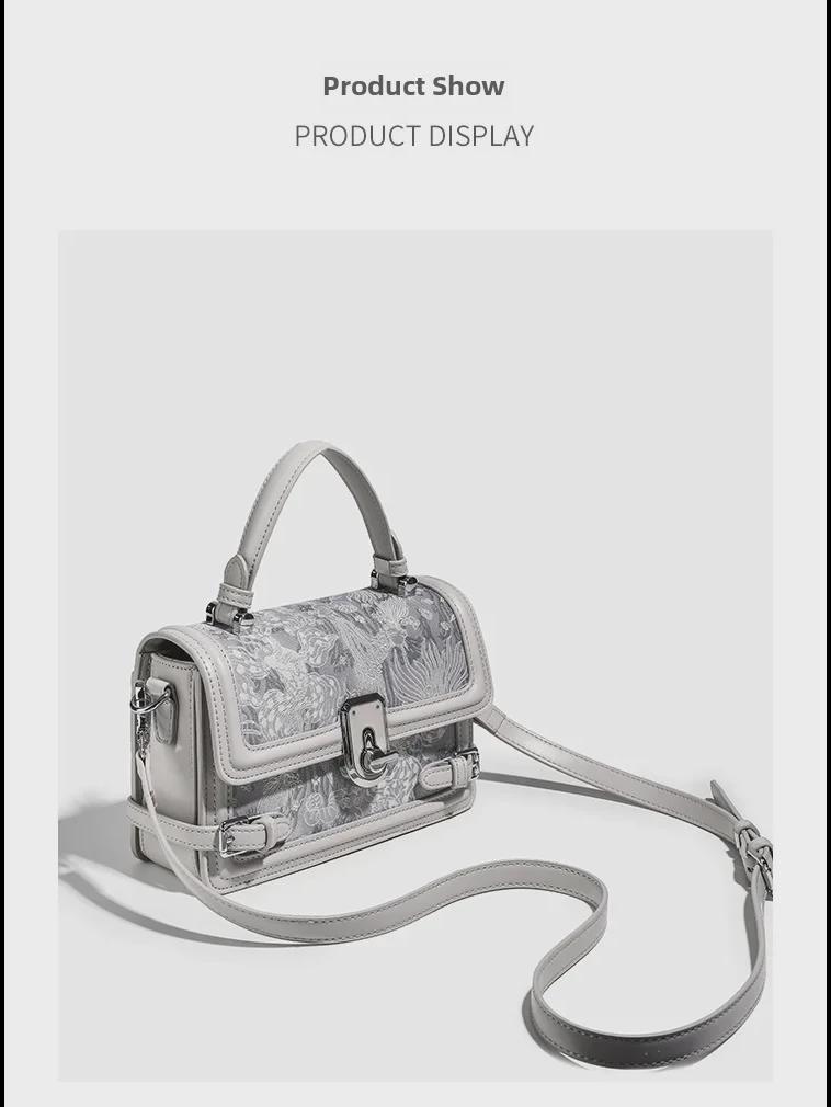 2024 Women's Fashion Versatile Lace Handbag: New Light Luxury Shoulder and Crossbody Small Square Bag