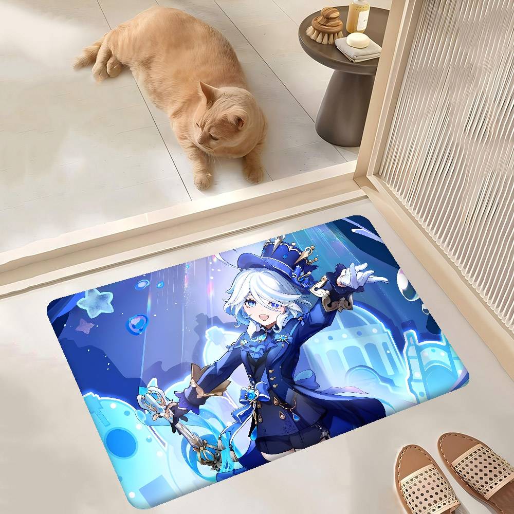 Furina Genshin Impact Entrance Door Mat Washable Non-Slip Living Room Sofa Chairs Area Mat Kitchen Welcome Doormat